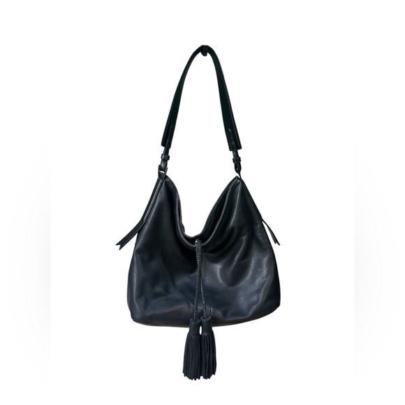 margot Handbags - Margot Black Leather hobo shoulder bag tassel classic everyday minimalist